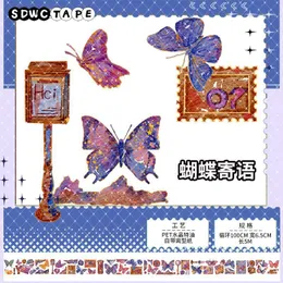 Gift Wrap Vintage Butterfly PET Crystal Special Oil Washi Tapes Journal Masking Tape Adhesive DIY Scrapbooking Stickers