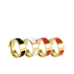 Classic Enamel Rainbow Designer 6MM Stainless Steel Band Ring Women Fashion Men Rings Unisex Jewelry Accessories Gift Size 5-11FDQ6