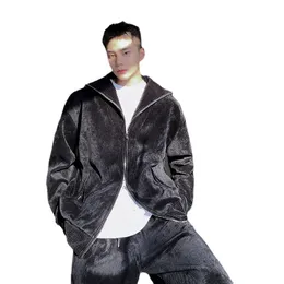 Jackets masculinos 2022 homens chenille 2pcs conjuntos de jaqueta calça machos machos de streetwear coreano Moda solta zíper casual cardigan casaco calças unissex