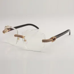 Nowy gęsty diamentowy design wycięty przezroczysty obiektyw okulary 3524028 Czyste naturalne rogi świątynie unisex Rozmiar 56-18-140 mm darmowy ekspres