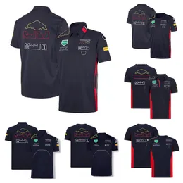 Men's T-shirts F1 Racing Model Clothing Tide Brand Team Perez Cardigan Polo Shirt Polyester Motorcycle Riding Suit with Sa