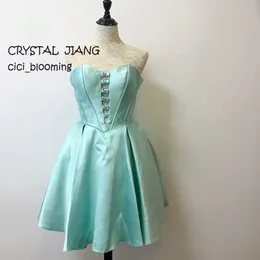 Candy Color Light Green Short Cut-Out Bridesmaid Dress wedding Party Gown