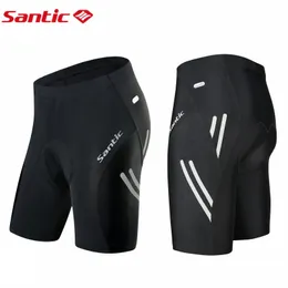 Santic Men Cycling Shorts Summer Cycle Shorts Coolmax 4D Pad Shockproof Tight-fitting Reflective Black Shorts 220505