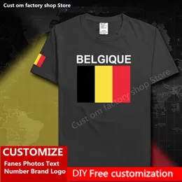 Belgien Belgique Cotton T -shirt Anpassad Jersey Fans Diy Name Number varumärke High Street Fashion Hip Hop Loose Casual T Shirt 220616