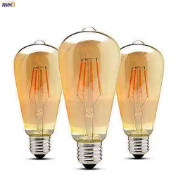 IWHD Bombilla LED Edison Bulb E27 4W ST64 Lampara Vintage Retro Lampa żarówki do domu ampule Gloeilamp Industrial Dekoracyjne H220428