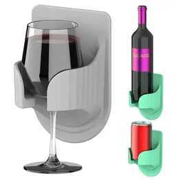 Shower Wine Glass Holder Bathtub Seamless Paste Bathroom Red Beer Beverage Rack Portable Drink Cup Organizer 220509