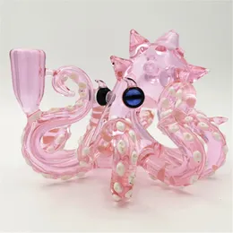 Octopus Water Bong Pink Dab Rig Pipe Hookah 14,4mm Menção Feminina Bubbler Borocilicato Craftbong