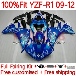 هيئة حقن Yamaha YZF-R1 YZF1000 YZF R 1 1000 CC 2009-2012 هيكل السيارة 5no.8 YZF R1 1000CC YZFR1 09 10 11 12 YZF-1000 2009 2012 2012 2012 2012 OEM Fairing Kit المعدني الأزرق