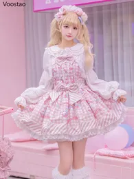 Süßes Lolita-Stil-Cartoon-Druck-Prinzessin-Kleid-Frauen-nette Bogen-Spitze-Partei-Träger-Kleider Girly Harajuku Kawaii Y2k Mini-Vestidos 220713