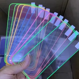 Ochraniacz ekranu na iPhone 15 Pro Max 14 plus 13 mini 12 11 xs xr x 8 7 SE 3D Fluorescencyjne świetliste szkło 9h świecące folia zakrzywiona tarcza