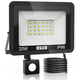 Reflektory bezpieczeństwa z czujnikiem ruchu 20W 2200LM LED LED Pirlight Pir Sensor 6000K Światła Outdoor IP66 Wodoodporne do garażu ogrodowego