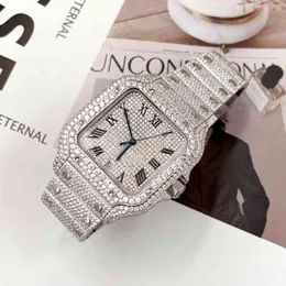 Мужские часы премиум-класса Vvs Iced Out Handset с белым муассанитом и бриллиантовым безелем