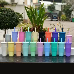 Large-capacity double-layer plastic mug large hole straw pearl milk tea sug portable outdoor straw cup EE