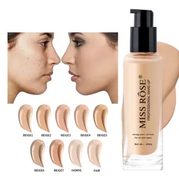 Miss Rose Liquid Foundation Cream Contain Oil Control Miękki makijaż twarzy Foundation Cosmetics 30 ml