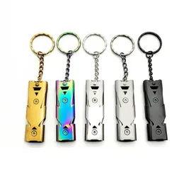 Outdoor Gadgets Dual-tube Survival Whistle Portable Aluminum Safety Whistles For SOS Hiking Camping Survival Emergency Keychain Multi Tool