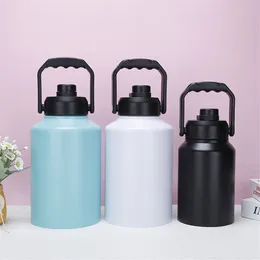 Gallon Bottles Ice Barrel Growler Flask Travel Mug 0.5Gal/2L 1Gal/3.8L Spout Lid With Handgrip 304 Stainless Steel 2-Wall Keg Insulated Vacuum Wide Mouth