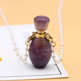 Colares pendentes de pedra natural colar de óleo essencial colar color de ouro Cristal de corrente de pérolas para jóias femininas reiki cura de presentepe