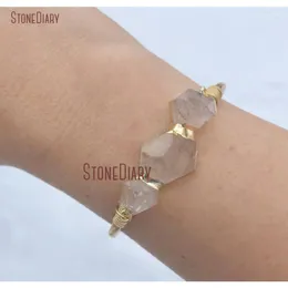 Bangle Fashion Triple Crystal Quartzs Healing Quartz Cluster Charm Stone Stone Bracelet with Gold Plating BM112581 Inte22