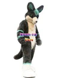 Fursuit Husked Husked cão Fox Wolf Mascot Traje Fato Adulto Personagem De Banda Desenhada Dia Das Bruxas Party Party Set # 139