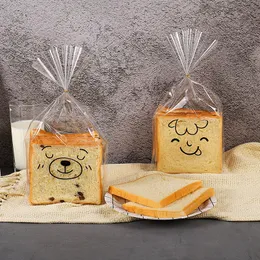 100 Stück dicke, transparente Brotbeutel, Toast, Kuchen, Verpackung, bedruckt, selbstklebende Beutel für Snack-Food-Verpackungen