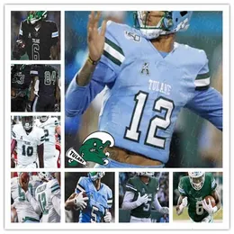 Chen37 Men College Tulane Green Wave Camiseta de fútbol Justin McMillan Darnell Mooney Corey Dauphine Jalen McCleskey Darius Bradwell Jones Custom