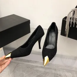 مثير المرأة مدبب اللباس أحذية slingback الصنادل الصوفية براءات الاختراع الجلود الأزياء المرقعة 9 سنتيمتر عالية الكعب مصمم مضخات مأدبة