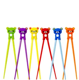 Kawaii silicone facilmente urso resina bebê exercício treinamento chopsticks colorido cartoon urso-crianças aprendizagem chopstick sn3365