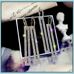 Dangle Chandelier Earrings Jewelry New Designer Luxury S925 Sier Needle Fashion Hip-Hop Personality Prill-Inlaid Rectangar Set