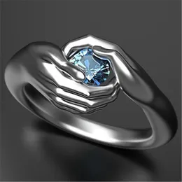 Mode Kärlek Kram Cubic Zirconia Silver Färg Ring Mode Dam Ringar Smycken Presenter