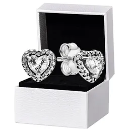 Autentici orecchini a bottone a forma di cuore in argento sterling 925 Confezione originale per Pandora Rose gold Women Girls Love Earring set