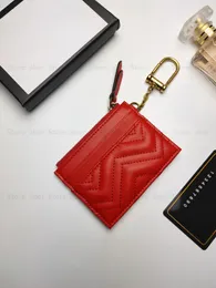 Yüksek Kaliteli tasarımcı anahtarlık cüzdanlar Kadın Anahtarlık Cüzdan 627064 Kancalı İnce Tasarım Fermuarlı Cep Zinciri 4 Kredi Kartı Yuvası Ve 1 Sıkıştırılmış Para Mini Çanta kutusu