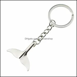 Key Rings Jewelry Fashion Antique Sier Big Sea Animal Whale Tail Charms Pendant Keychain Gift For Women Girls Car Purse Holder 822 Drop Deli