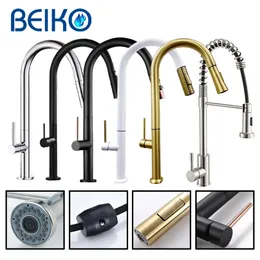 Black Gold SUS304 Kitchen Faucet Deck Mounted Mixer Tap Sink 360 Degree Rotation Stream Sprayer Nozzle Cold Taps 220401