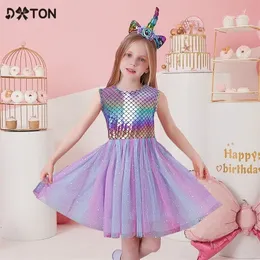 Detron Summer Dresses dla dziewcząt bez rękawów Party Princess Toddler Urodziny Vestidos Dzieci Tutu Odzież 220426