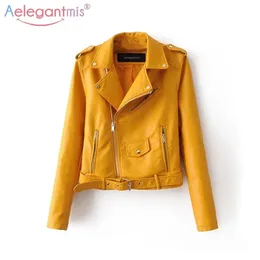 Aelegantmis Autumn New Short Soft Faux Leather Jacket Women Fashion Zipper Motorcycle PU Leather Jacket Ladies Basic Street Coat LJ200815