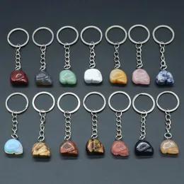 Keychains Natural Stone Key Chains Skull Shape Agates Pendant For Women DIY Jewelry Birthday Gift Size 15x19mmKeychains