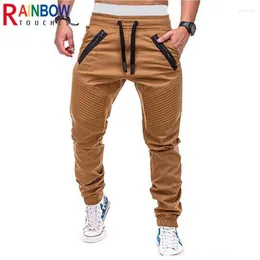 Men's Pants Rainbowtouches 2022 Men Leisure Fashion Tether Elastic Sweatpants Double Zipper Bind Feet Cargo PantsMen's Drak22