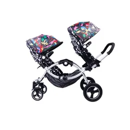 Strollery# wózki Twin Baby Wtroller mogą usiąść i położyć wózki Urodzone w wózku wielofunkcyjnym podwójne dwumiejscowe wózki wózki Q240429