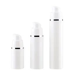 15 30 50ml空の詰め替え可能な白い高級空気のない真空ポンプボトルプラスチッククリームローションコンテナチューブ旅行サイズDH2888