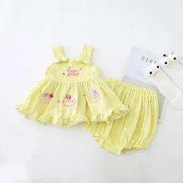Наборы одежды 2pcs Детский девочки настраивают платья детское вышивание утки с брюками