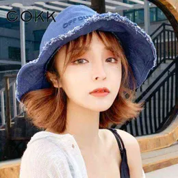 cokk 양동이 모자 여성 낚시 모자 여름 모자 여성을위한 여름 모자 넓은 모자 foldable 태양 모자 일수 캐주얼 솔리드 컬러 K 팝 G220418