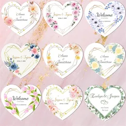 Love Heart Floral Personalizar adesivos personalizados de casamento