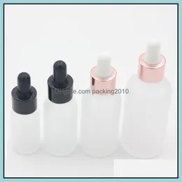 30Ml 15Ml Glass Dropper Bottle Essential Oil 10Ml Frost White Serum Bottles With Rose Gold Cap Drop Delivery 2021 Packing Office School Bu