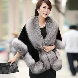Fox Fur Rabbit Cape Coat Looks 2022 New Thin Mink Fur Women Autumn and Winter Like sjal
