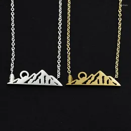 Pendant Necklaces Silver Color Minimalist Dainty Sun On Mountain Top Women Hiking Outdoor Travel Jewelry Mountains Climbing GiftsPendant God