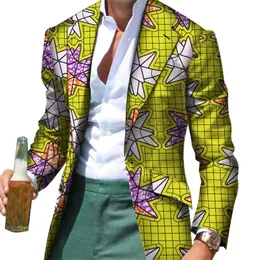 Afrikanska män kläder smart causal anpassad smal passform fancy kostym blazer jackor formell kappa affärer dashiki party bröllop wyn530 220409