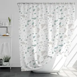 Small stone printed bath curtain Pebble spots Pattern shower curtain waterproof bath screen with Hooks for home bathroom decor 220517