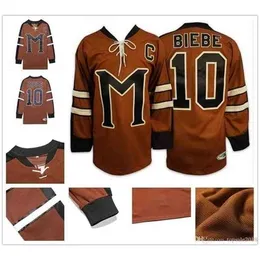 C26 NIK1 # 10 Biebe Mystery Alaska Movie Hockey Jerseys Mens Slapshot Biebe Jersey S-XXXL قبول مخصص أي رقم الاسم