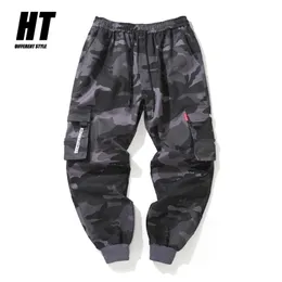 Hip Hop Cargo Pant Mens Fashion Joggers Casual Pants Streetwear Multi-Pocket Ribbons Military Men Harem Large Size 220419