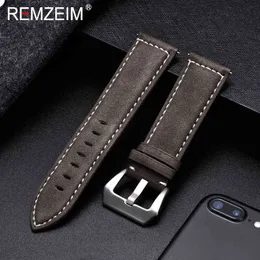 REMZEIM Vintage Brown Leather strap 18mm 20mm 22mm 24mm for Men Women Replacement band es Bracelet Solid Buckle G220420